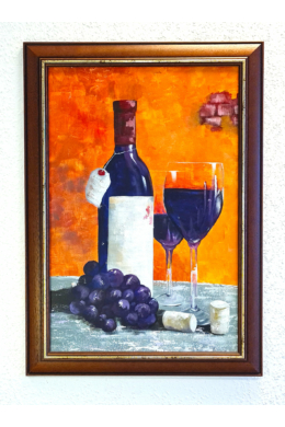 " Szőlő és bor " - akril tanulmánykép, keretezve 60x40 cm